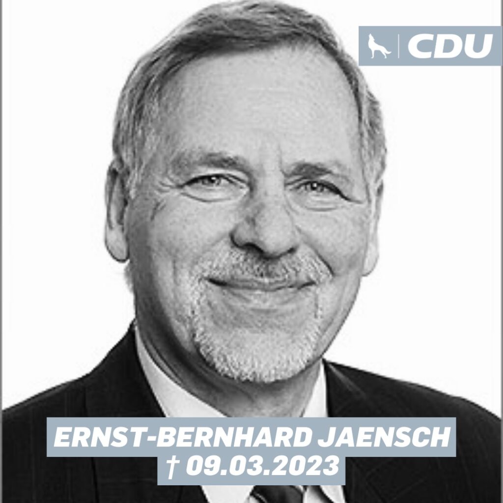 CDU KREISVERBAND TRAUERT UM ERNST-BERNHARD JAENSCH